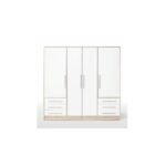 Armoire Jupiter 4 Portes Chêne et Blanc L206 x P60 x H200 cm