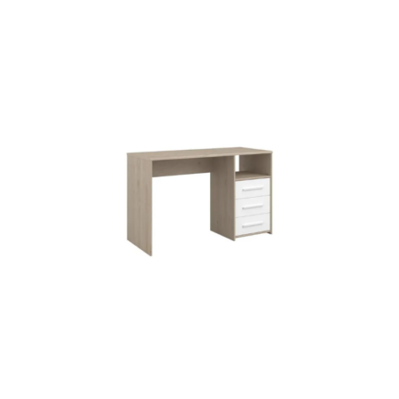 Bureau Enfant avec 3 Tiroirs et 1 Niche-Chêne et Blanc