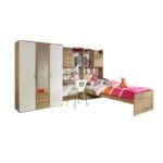 Chambre à Coucher pour Enfant - Bois MDF Stratifié - Chêne, Blanc