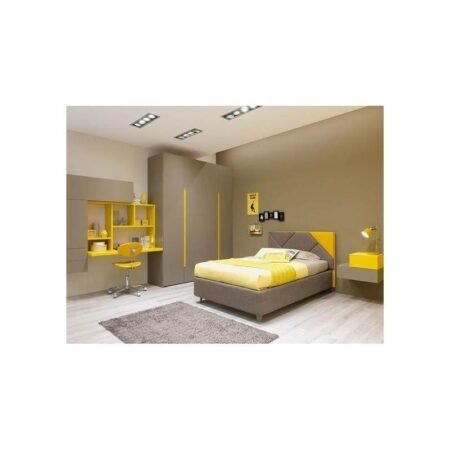 Chambre à Coucher Pour Enfant - Bois MDF Stratifié - Jaune, Gris