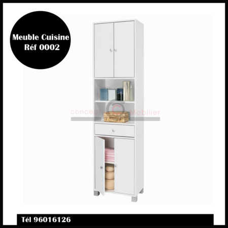 Meuble Cuisine Blanc LxHxP:60x185x40