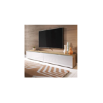Meuble TV KANE - 180 * 40 * 35 cm - Blanc et Effet Bois - MDF Stratifié