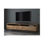 Meuble Tv Sistra - 150*30*32 cm - Bois MDF Stratifié - Chêne Foncé