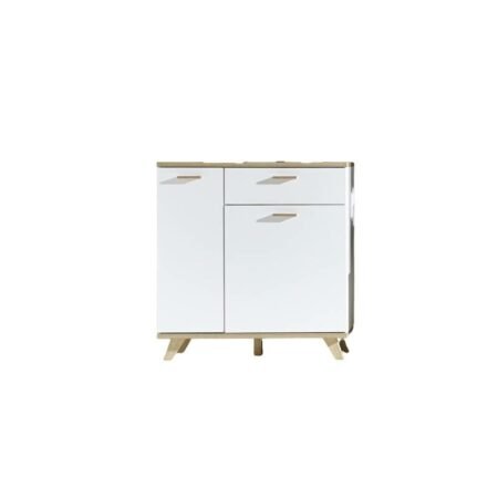Porte Chaussures Scandinave - 98 *103*35 cm - Bois MDF Stratifié - Blanc, Chêne Clair