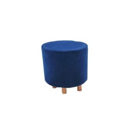 Pouf Rond 40cm Hauteur 42 Pied Bois Bleu
