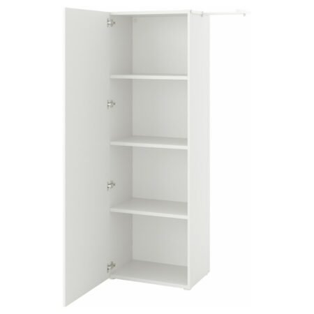 Armoire de rangement avec 4 étagères, 1 porte, et une barre de penderie pour les manteaux et robes
